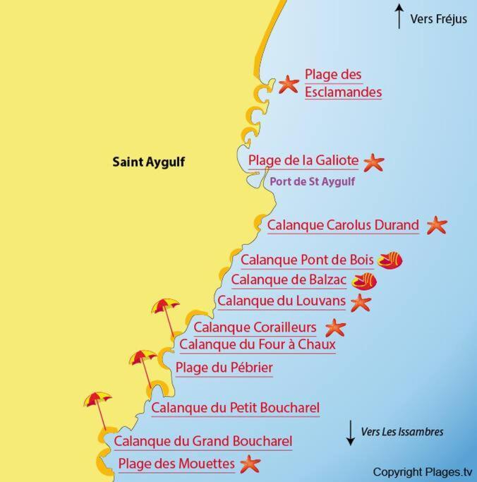 Appartement L'Evasion, Vue Mer, Plages A Pied Fréjus 외부 사진